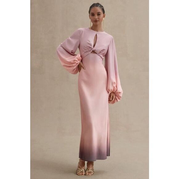 Significant Other Demi Backless Long Sleeve Column Gown Pink Ombre Size 12 - Picture 1 of 7